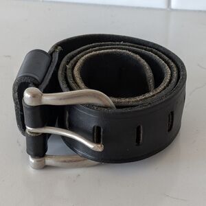 Vintage Taylor New York Black Leather Belt with Silver Buckle Made In USA